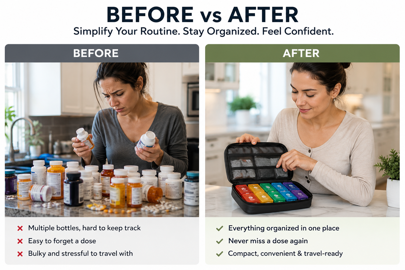 It's time to stop juggling pill bottles. Stay organized, travel lighter, and never second guess your routine again.